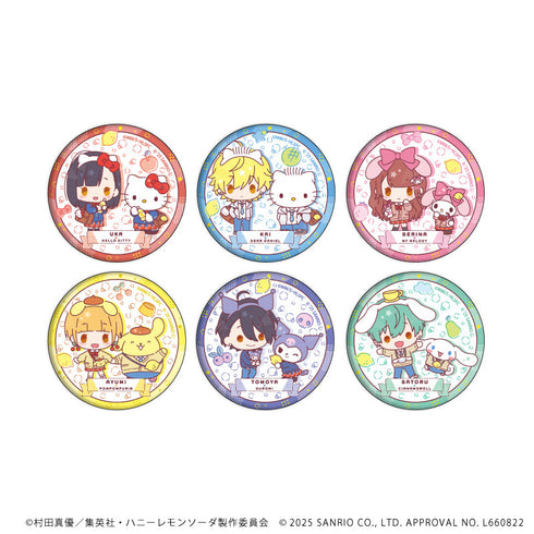 『ハニーレモンソーダ×サンリオキャラクターズ』缶バッジ01/コンプリートセット(全6種)(ミニキャライラスト)